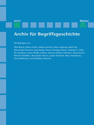 cover image of Archiv für Begriffsgeschichte. Band 60/61